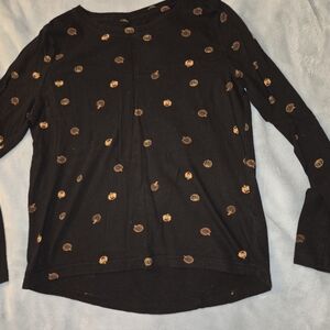 Old Navy Black Tee with Orange Pumpkin Print